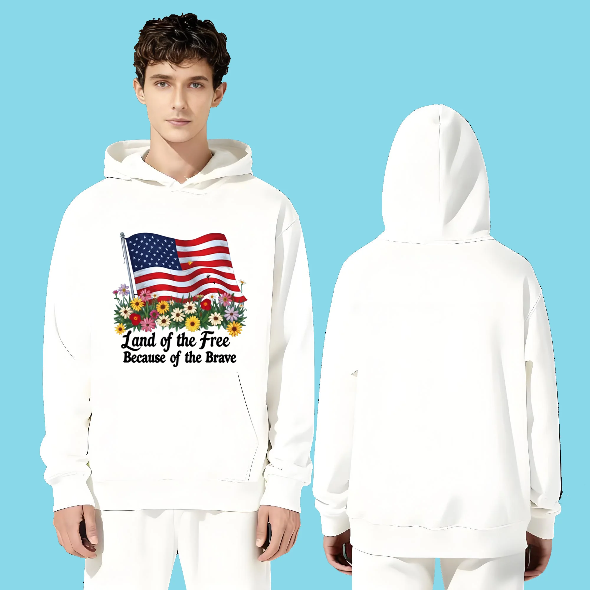 

The 2025 casual fashion 330-gram heavyweight hoodie is suitable for both men and women featuring a national flag pattern print