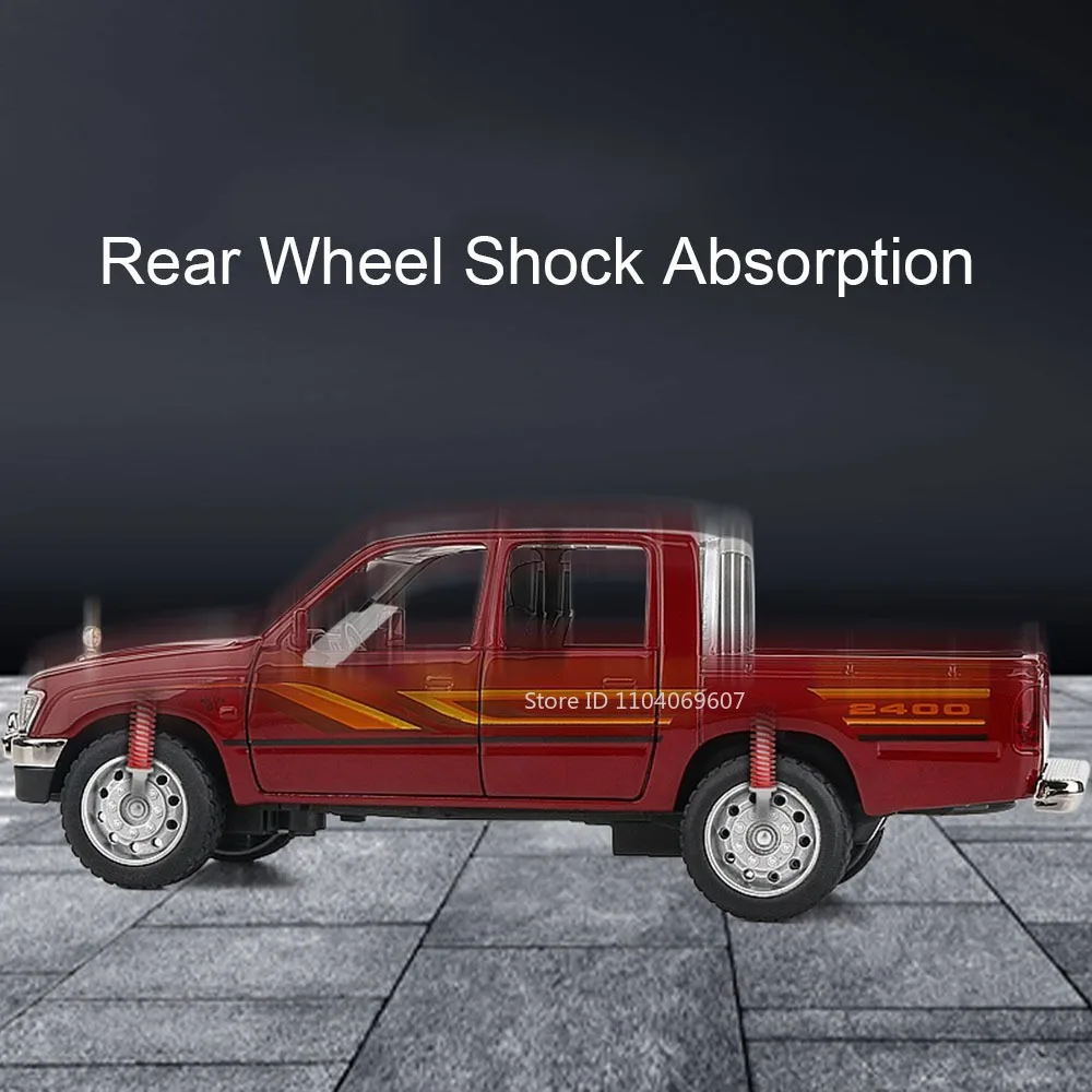 1:32 Hilux Mammoth Pickup Toy Models Alloy Diecast Mini Off-road Vehicle Sound Light Pull Back Doors Opened for Children Gifts