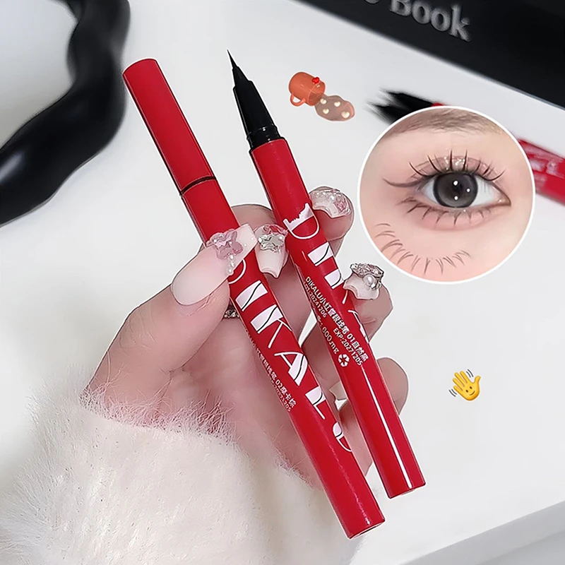 DIKALU Ultrafeiner flüssiger Eyeliner, liegender Seidenraupen-wasserdichter, schnell trocknender, nicht verschmierender Eyeliner, natürliches Eyeliner-Make-up