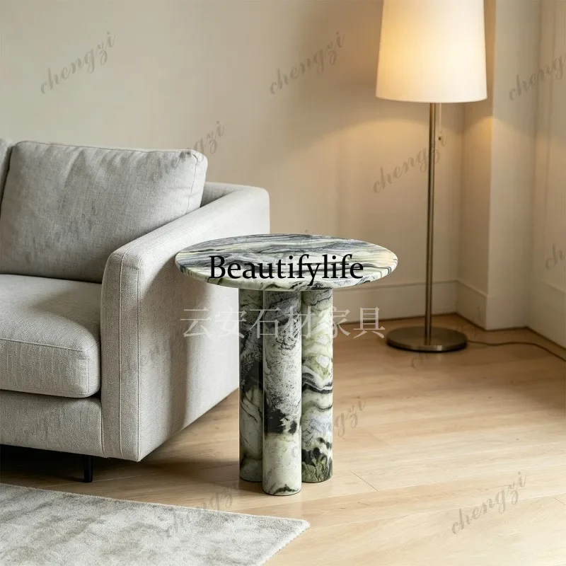 EE182 Nordic light luxury high-grade natural green marble round living room sofa side few bedside coffee table customization