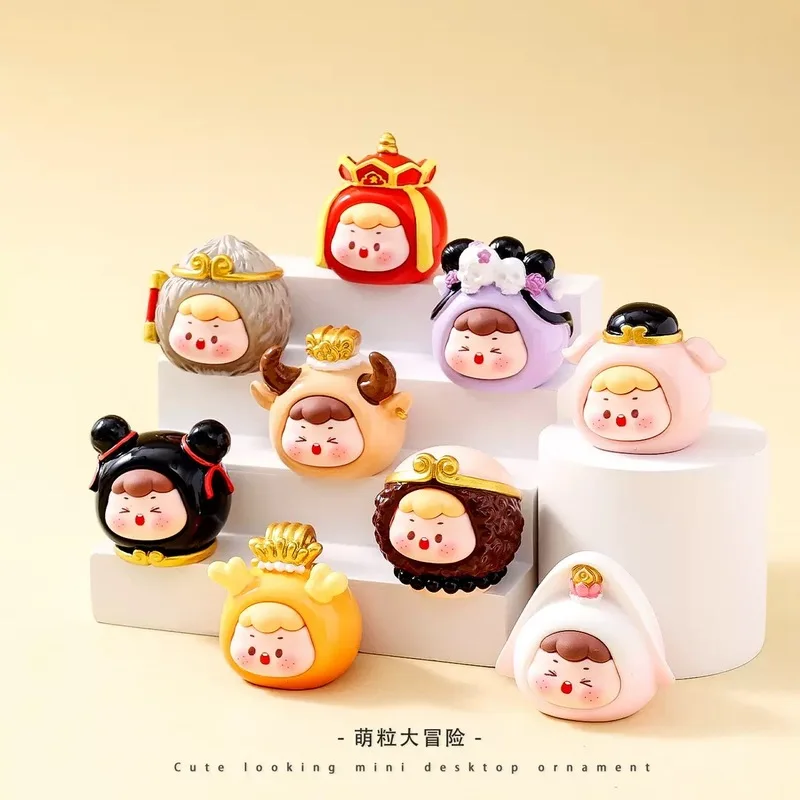 귀여운 만화 장식 블라인드 박스 9개입 서유기 트렌디 플레이 인형 귀여운 손오공 데스크탑 장식 창의적인 미니 선물