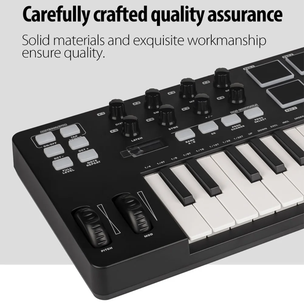 

Универсальный MIDI-контроллер, USB MIDI-контроллер клавиатуры с 25 мини-клавишами и OLED-дисплеем для музыки