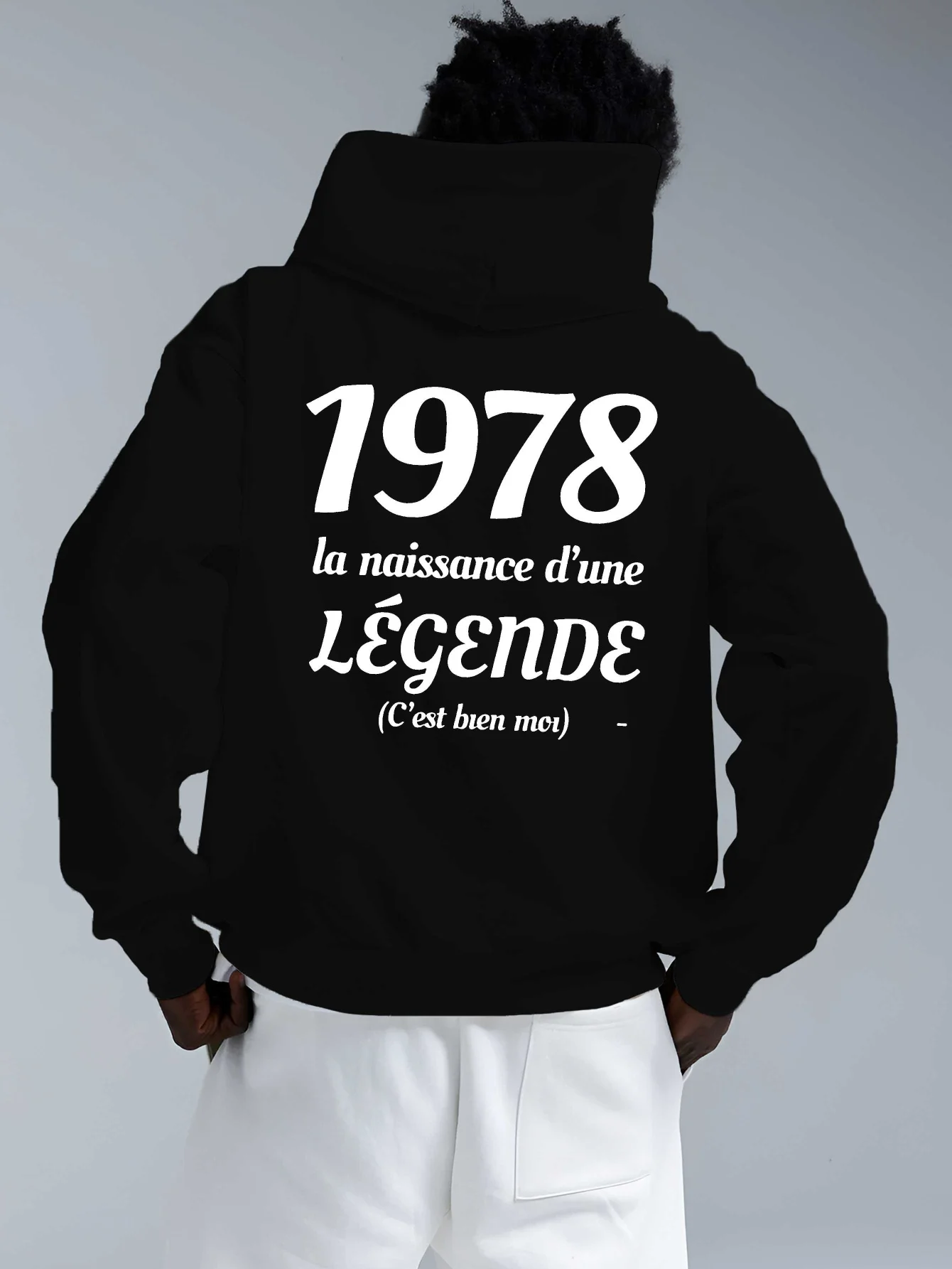 

French style casual French long-sleeved pullover - Vintage 1978 French print (The Legend's Birth), vintage hooded pullover