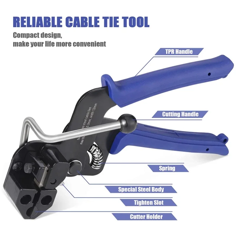 Stainless Steel Cable Tie Gun Wrap Tool Metal Zip Tie Tightener Tensioning & Cutting Functional Cable Tie Gun