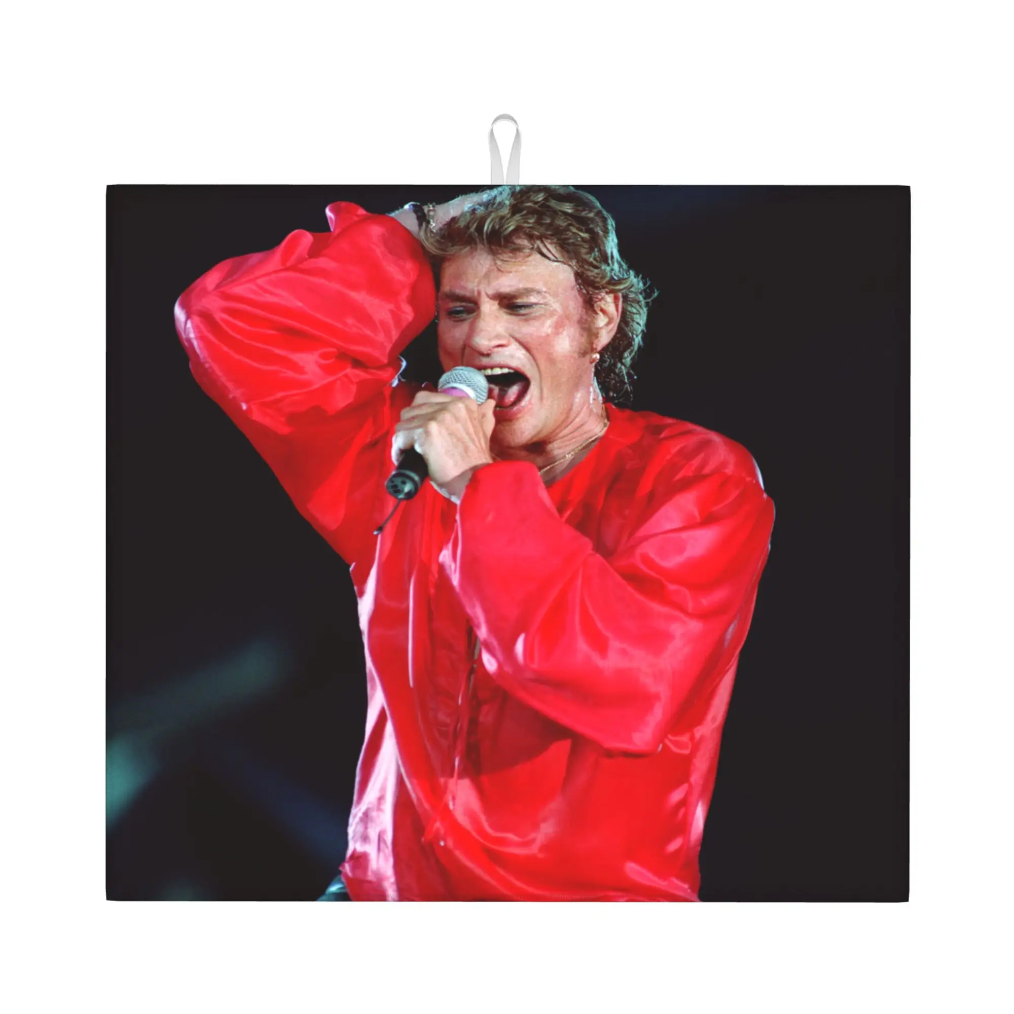 Drying Mat For Kitchen Johnny Hallyday Music Singer Water Absorbent Waterproof French Rock On Slip Kitchen Counter Protector Mat
