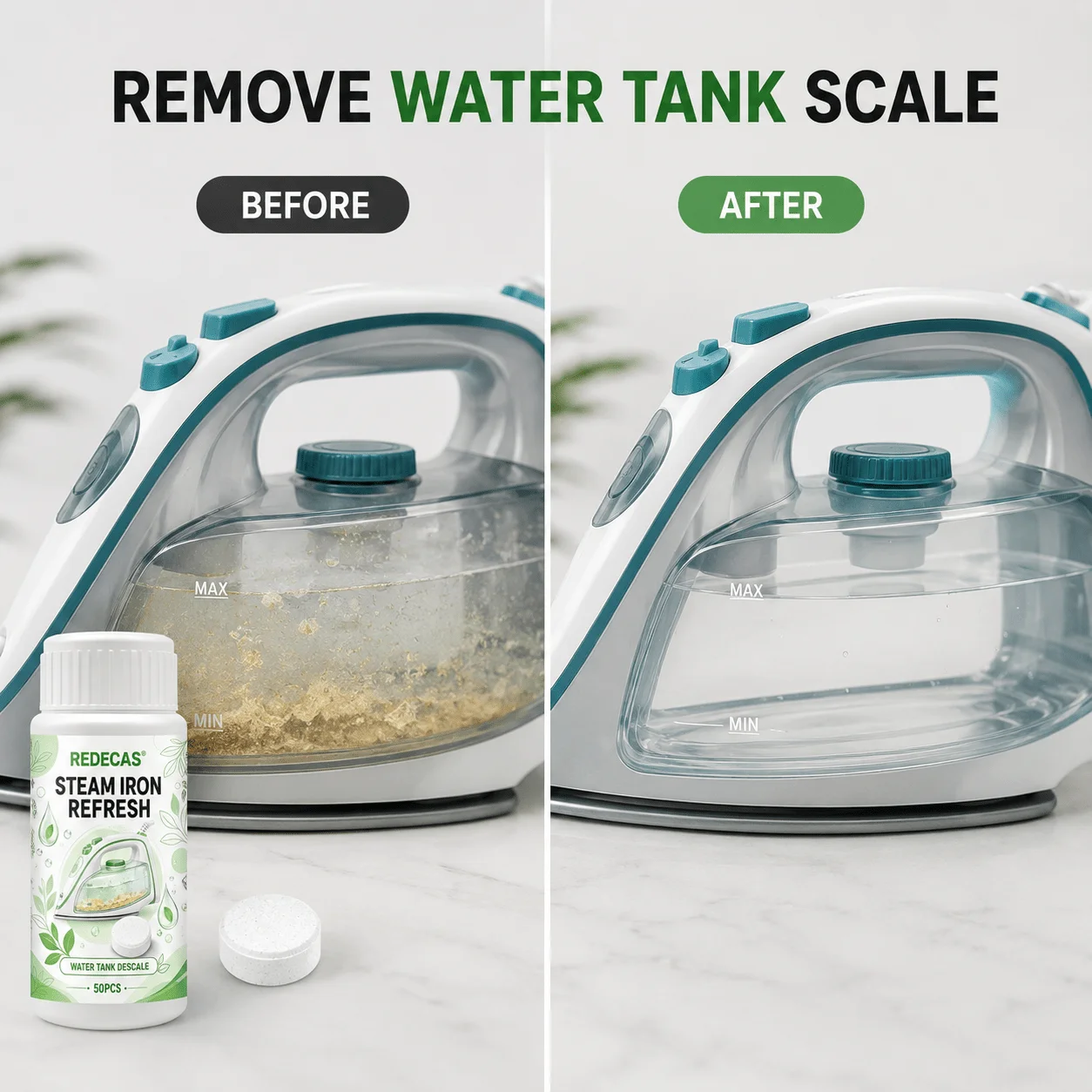 Steam Iron Descaling Tablet, Dissolve Limescale & Minerals, Remove Stains, Restore Smooth Steam, Easy Safe for Garment Steamer