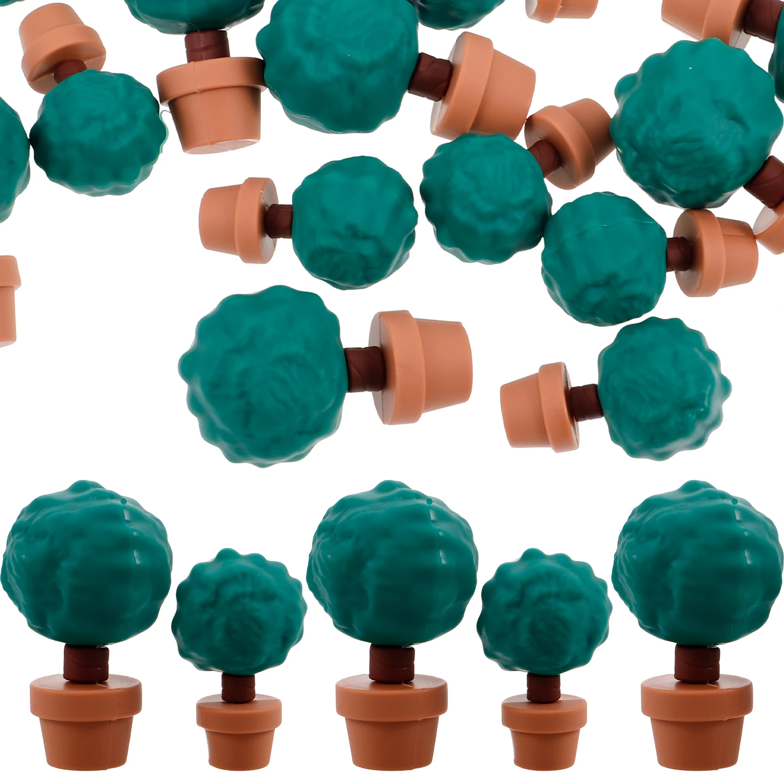 

20 Pcs Small Potted Soft Ornaments Plants Little Trees Mini Toy Cactus Figurines Building Model Scenery Rubber Things