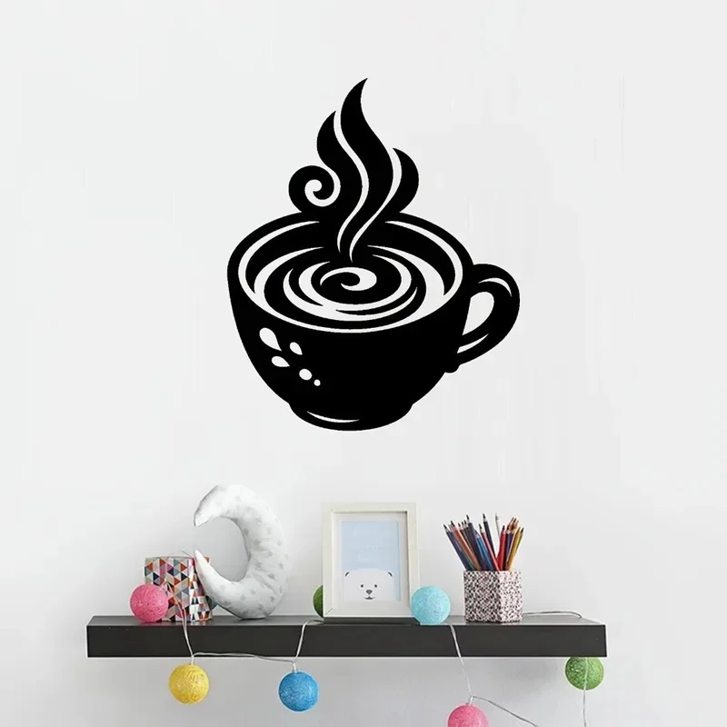 Powder-Coated Metal Coffee Cup Wall Art, Stylish Sculpture for Kitchen, Valentine's Day Gift for Coffee Lovers 1pc