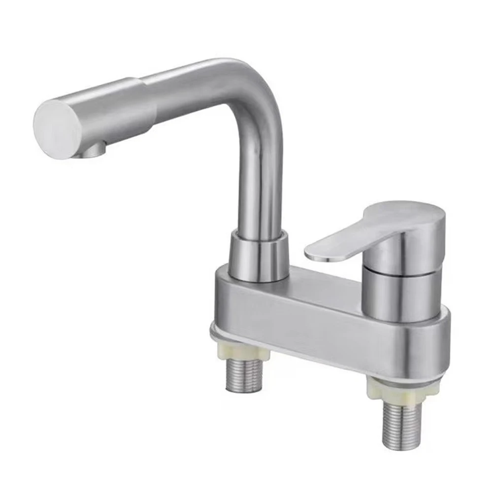 

Bathroom Basin Faucet Stainless Steel Hot Cold Wash Mixer Crane Tap Rotation Sink Faucets Double Hole Bathroom Tap