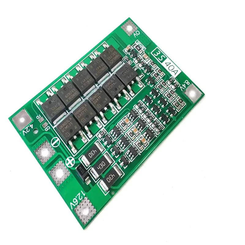 3 strings of 11.1V 12.6V 18650 lithium battery protection board with balanced starting drill 40A current