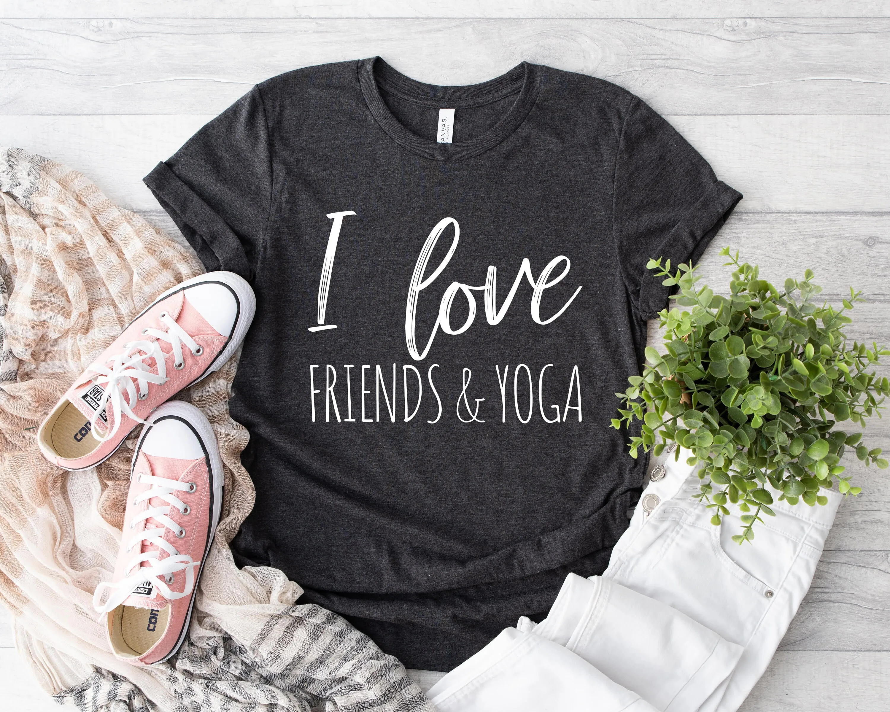 I Love Friends And Yoga T Shirt For Yogi Women Positive Outfit Instructor Clothing