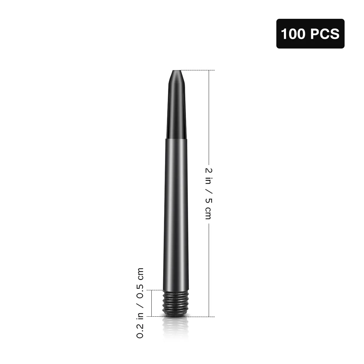 100Pcs Plastic Shafts 48Mm Medium Size 2Ba Screw Thread Compatible with Most Flights Front Loaded Balance Precision Flight