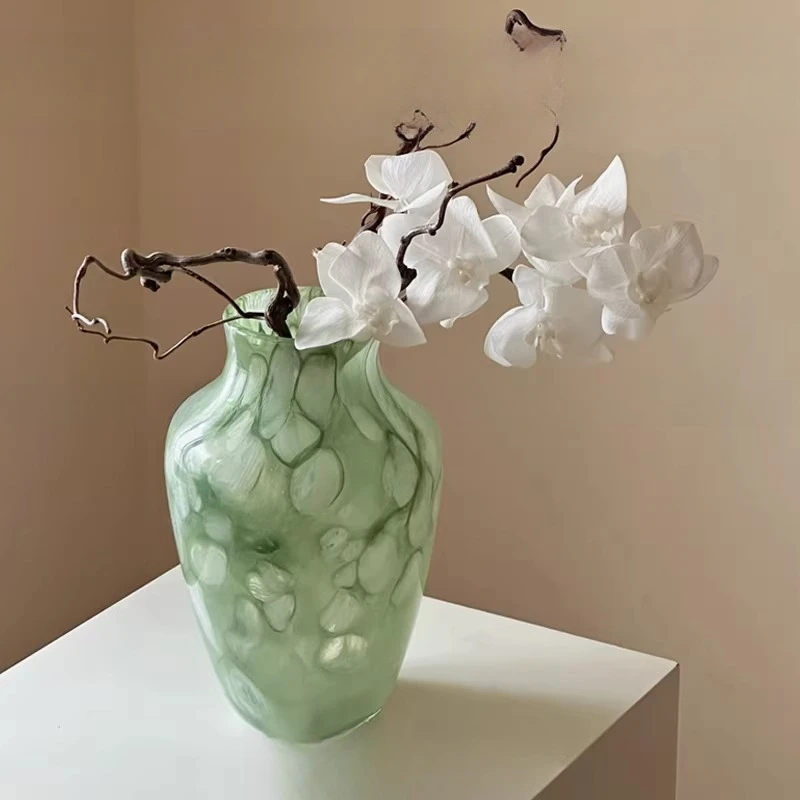 Glazed glass vase living room flower arrangement light luxury high-end niche ornament