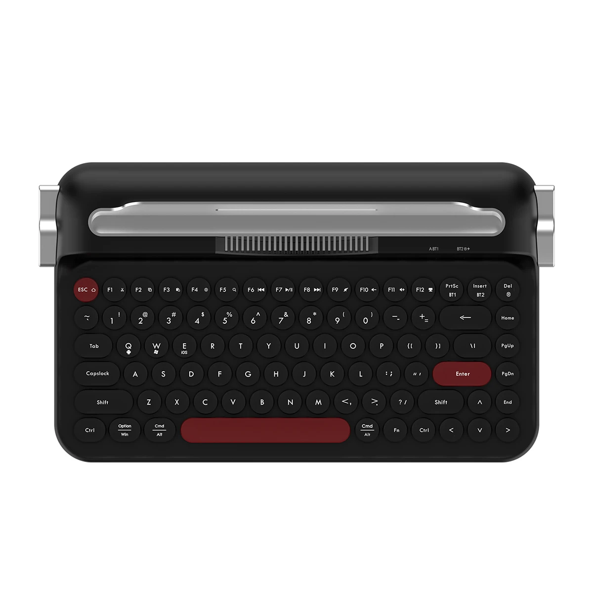 teclado inalambrico ajazz af84 con membrana silenciosa conexion dual bluetooth24g diseno retro estetico con soporte integrado para tablet telefono pc y winmacandroid
