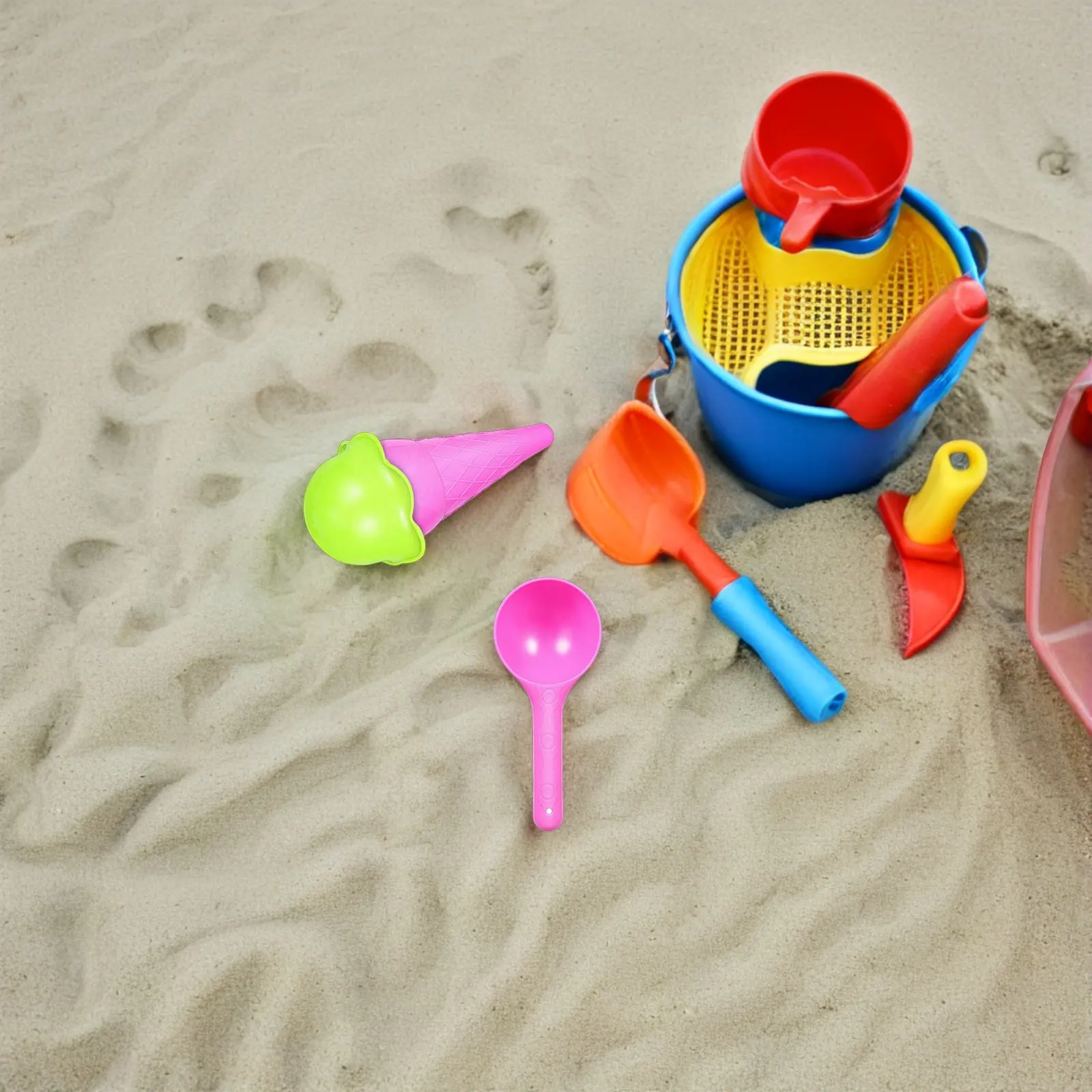 2Sets Washable Ice Cream Cone Sand Molds Kids Outdoor Sand Playset Fine Motor Skill Development Vibrant Colors Beach Party