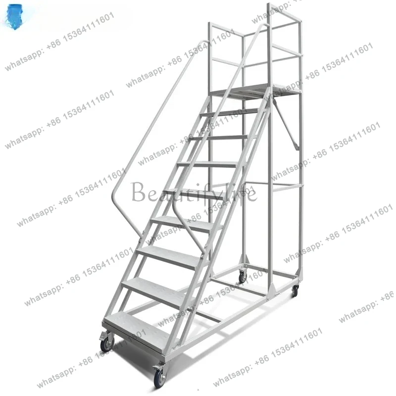 warehouse climbing car mobile platform ladder with wheel rack climbing ladder warehouse pickup stool ladder
