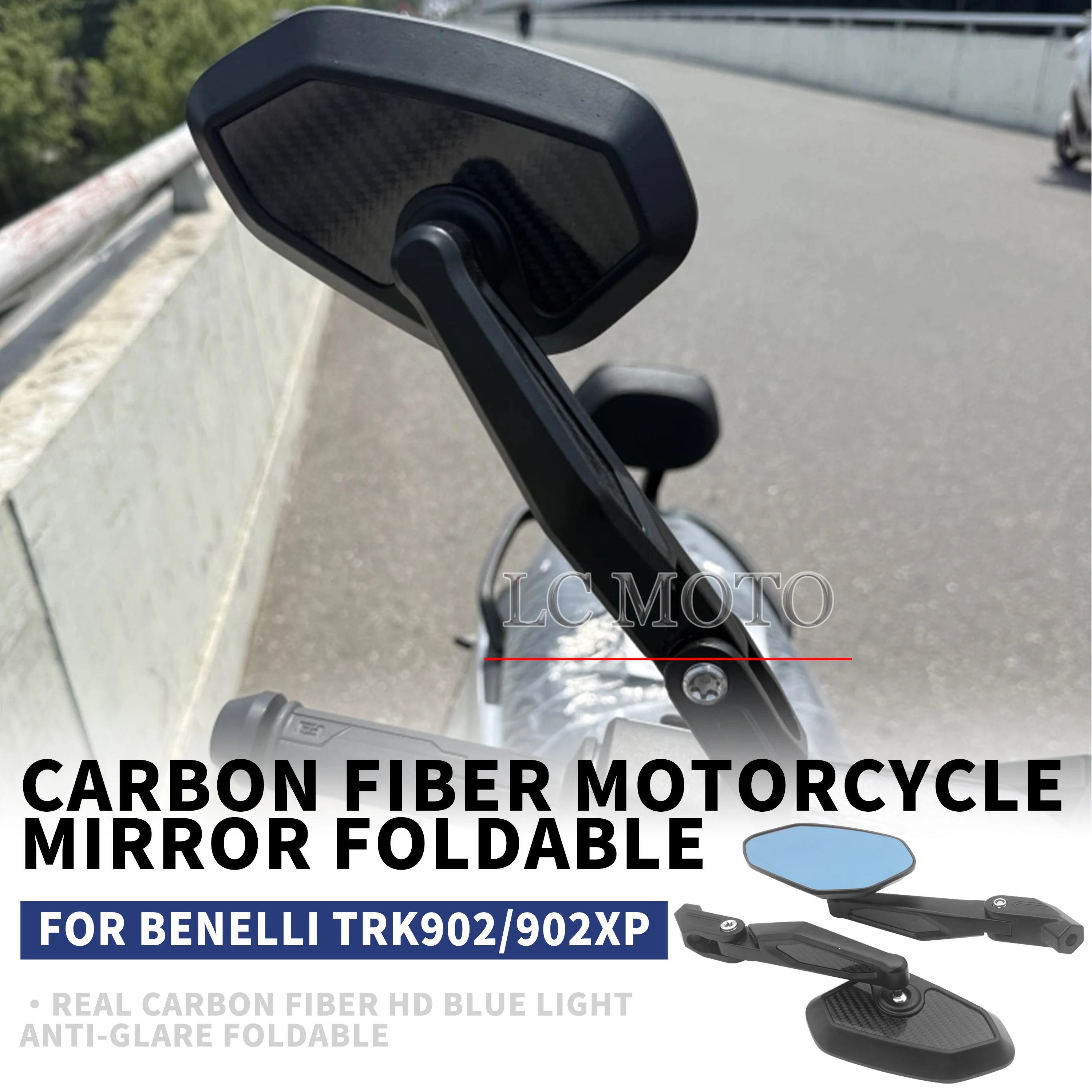 

For BENELLI TRK902/902XP MOTOrcycle Modification Carbon Fiber Foldable Rearview Mirror, Anti-fog, High-Definition Blue Light