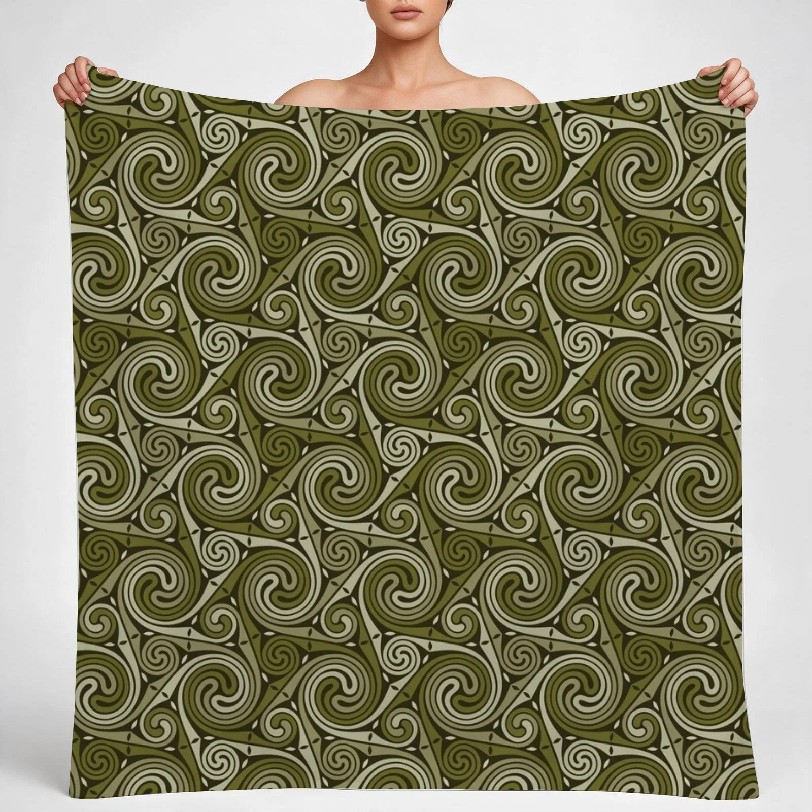 CELTIC MEADOW. KHAKI. Throw Blanket couch cozy soft plush fuzzy picnic outdoor blanket