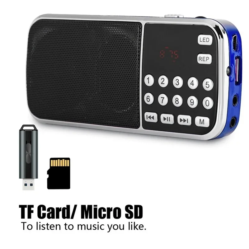 Portable HIFI Mini FM Radio Speaker MP3 Music Player Amplifier with LED Flashlight Fm Radio