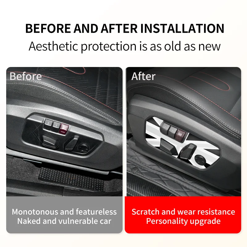 2PCS PU Leather Seat Adjustment Panel Decorative Sticker For BMW MINI JCW Countryman U25 Car Interior Accessories