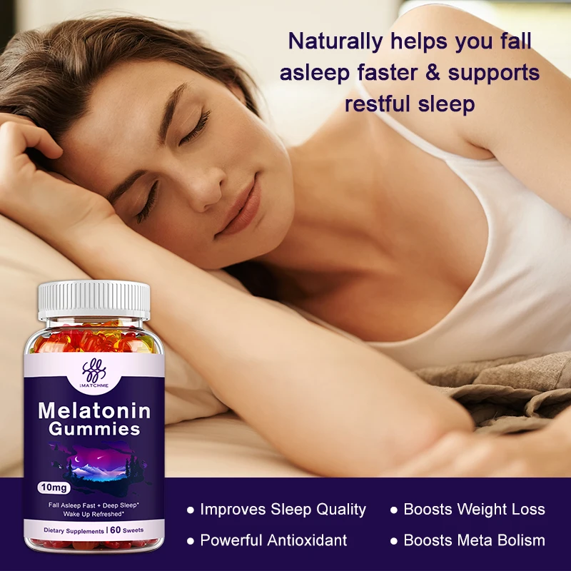 iMATCHME 10Mg Melatonin Gummies Vitamin B6 Relieve Stress Sleep Better Calm Your Mind for Adults