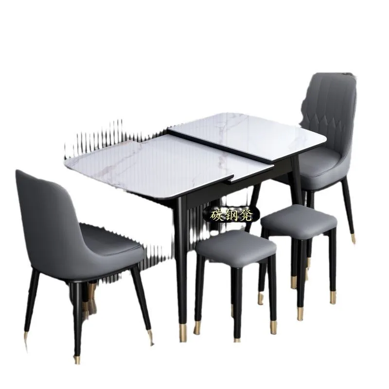 

Italian light luxury modern simple rock slab dining table household small apartment dining table retractable folding dining tabl