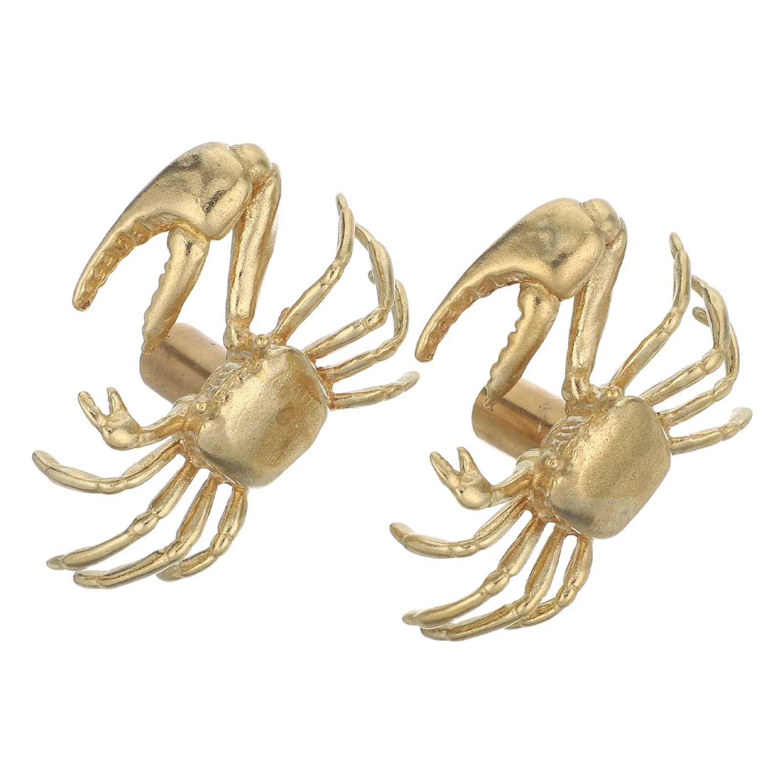 2Pcs Brass Crab Door Handles Unique Playful Design Smooth Polished Finish for Cabinets Drawers Wardrobe Dresser Coastal Nautical