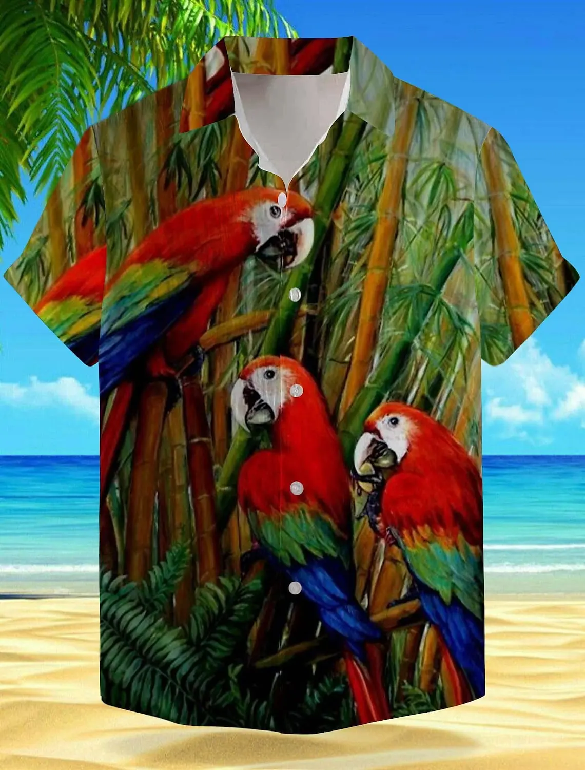 

Animal Bird Plants Vacation Hawaiian Men's Shirt Outdoor Hawaiian Holiday Summer Turndown Short Sleeve Yellow Blue Brown Shirt