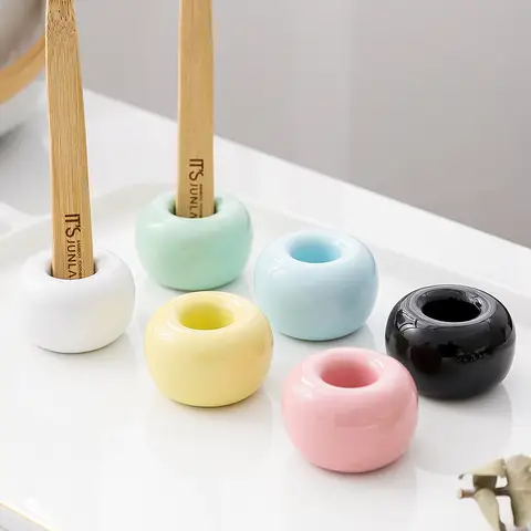 2 पीस/पैक मिनी सिरेमिक हस्तनिर्मित टूथब्रश होल्डर स्टैंड बाथरूम वैनिटी काउंटरटॉप्स, टूथब्रश हेड और ऑफिस पेन होल्डर के लिए 10 best sales टूथब्रश स्टैंड - №10