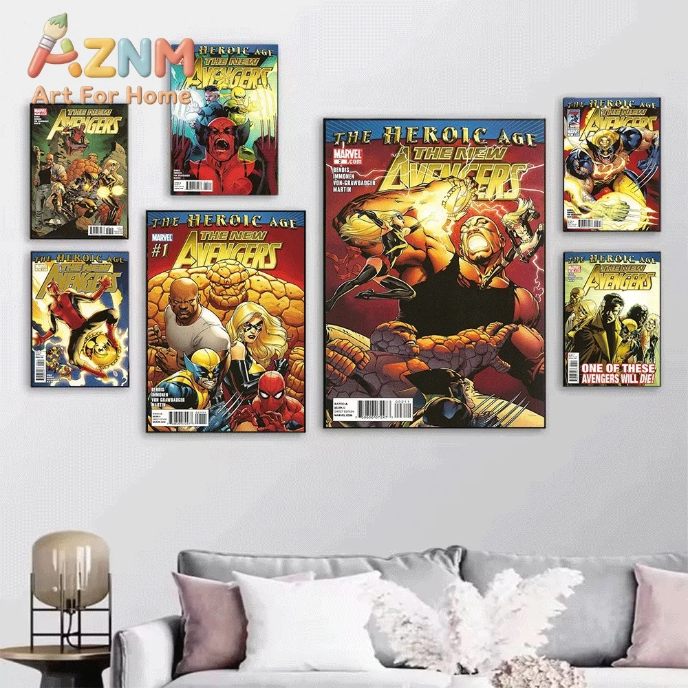 AZNM New Avengers Siege Comic Canvas Wall Art No Frame Superhero Print Poster For Home Bedroom Living Room Wall Decor