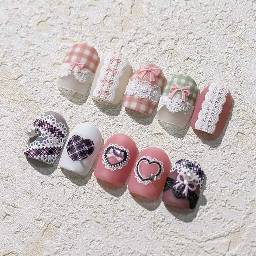 Love Heart Bow Nail Stickers, Pearl Bow, Decalques de unhas Bowknot, Manicure Ornamentos, Acessórios para unhas