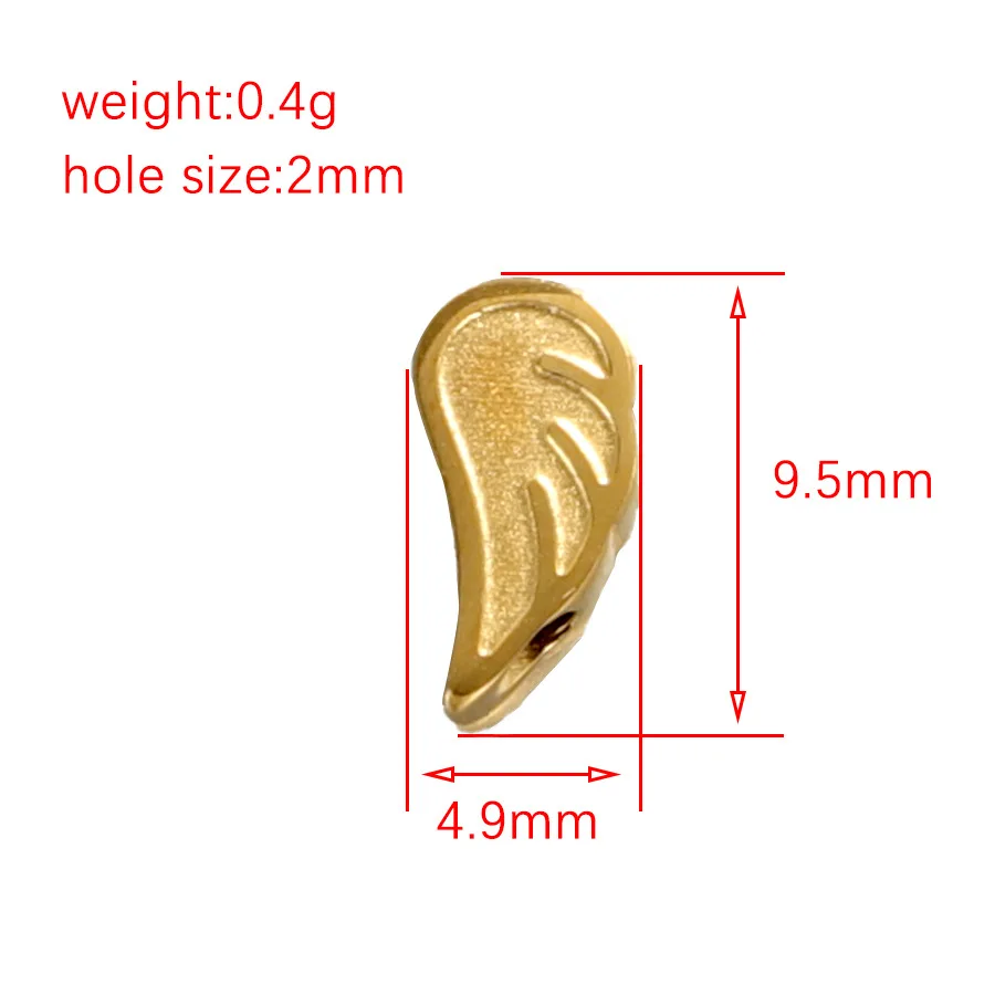 30pc 4.9*9.5mm Gold/steel Color Stainless steel mirror polish mini angel wing vertical hole DIY Necklace Handmade Jewelry Making