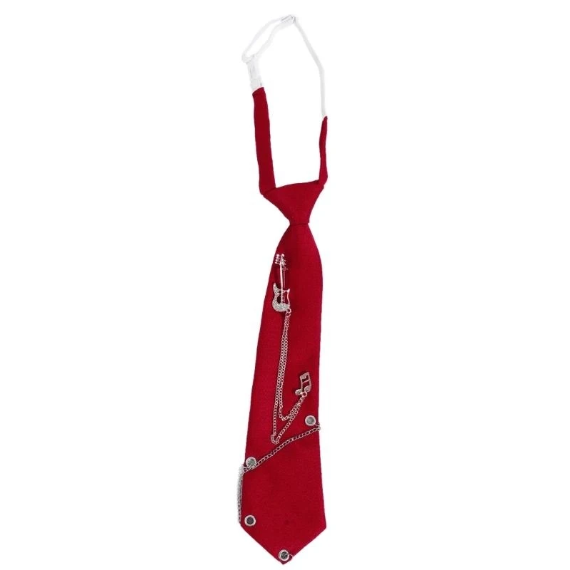 cravate-chaine-guitare-en-metal-49md-uniforme-punk-esthetique-cravate-pre-nouee-sangle-reglable-pour-evenements