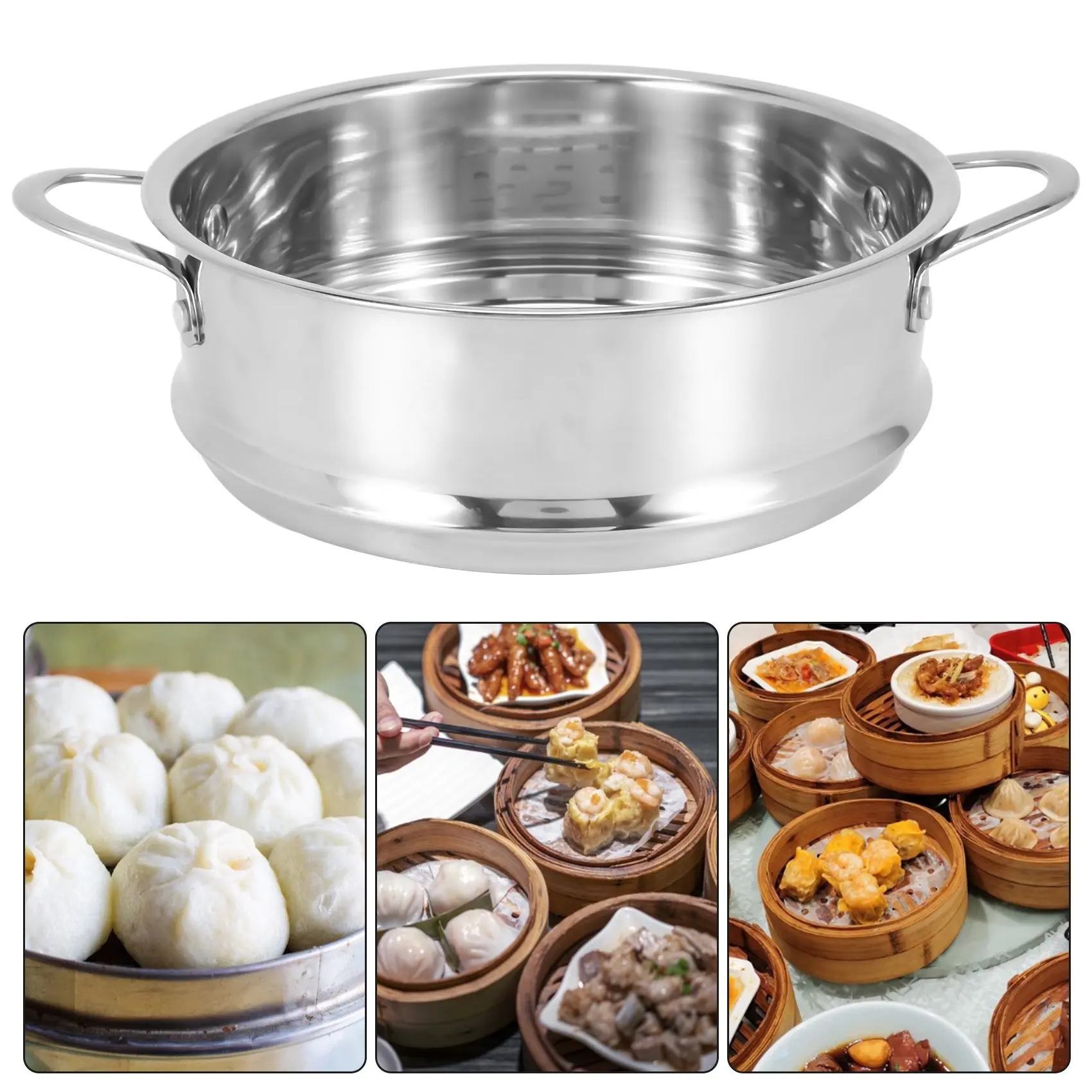 Rack de vapor de alimentos com espessamento de 16cm, vaporizador de aço inoxidável com orelha dupla para panela de sopa, pote de leite, ferramentas de cozinha