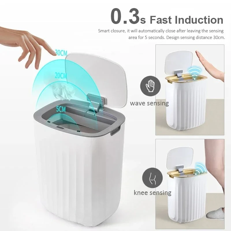 12/15L Trash Can Sensor Automatic Household Trash Bin Bathroom Storage Bucket Toilet Waterproof Narrow Trash Bin Kitchen Garbage