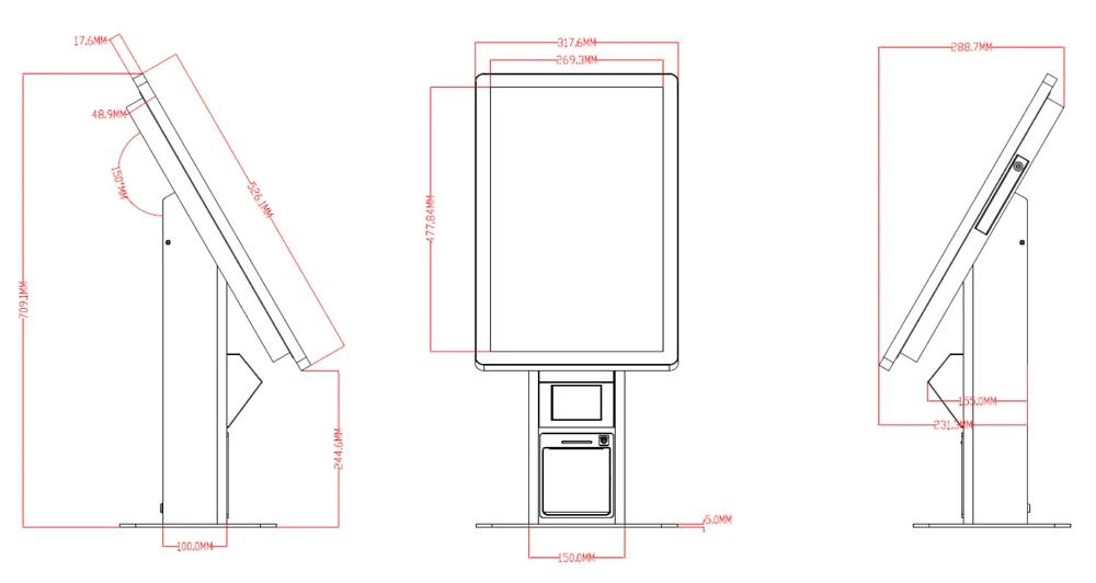 Mesin POS 21.5 inci, Android 11 atau windows 10, dengan printer 88mm, pemindai, wifi, RJ45