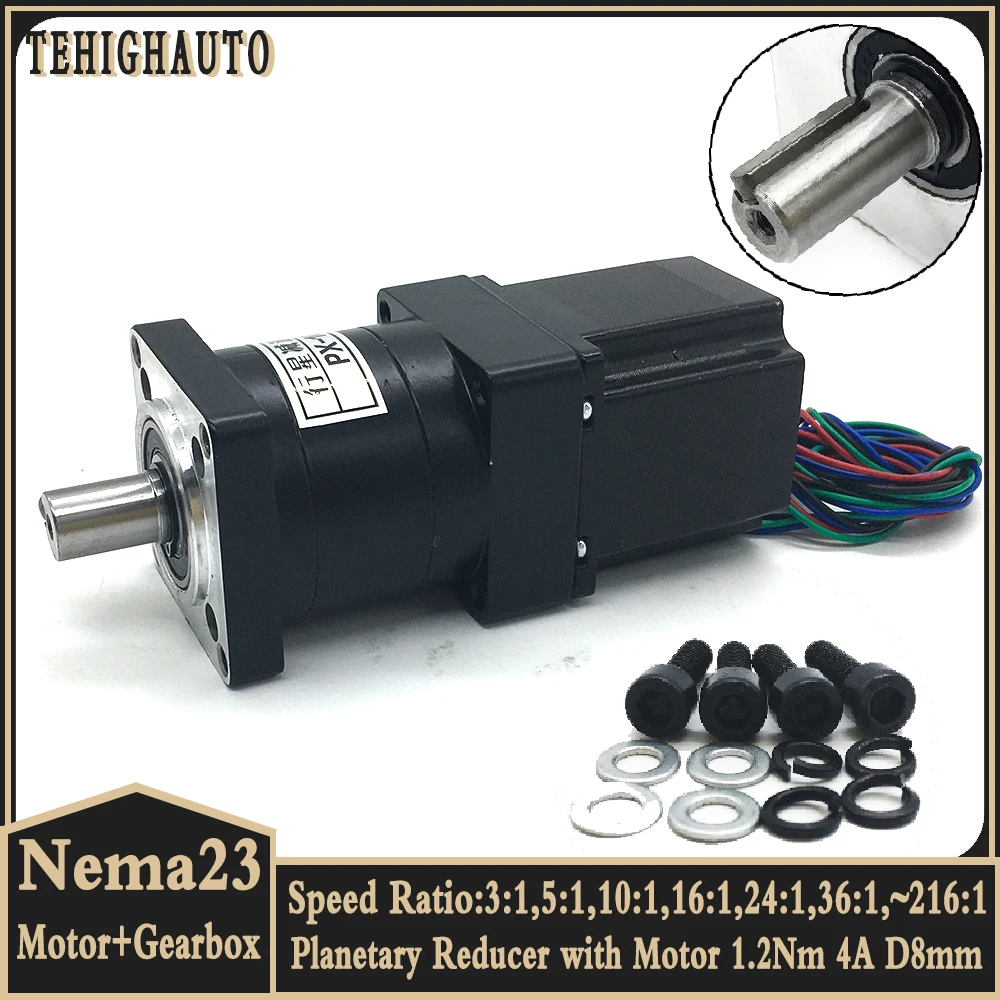 Planetary Reducer With Stepper Motor NEMA 23 Motor Reducer Kits 1.2Nm CNC Tools Nema23 Planetary Gearbox Gear Ratio 3:1,5:1~60:1