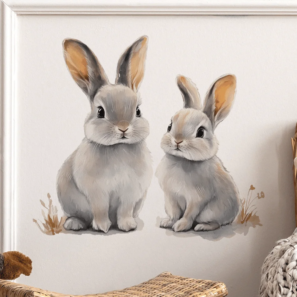 1pc rabbit theme wall stickers, self-adhesive stickers, suitable for living room, bedroom, study.