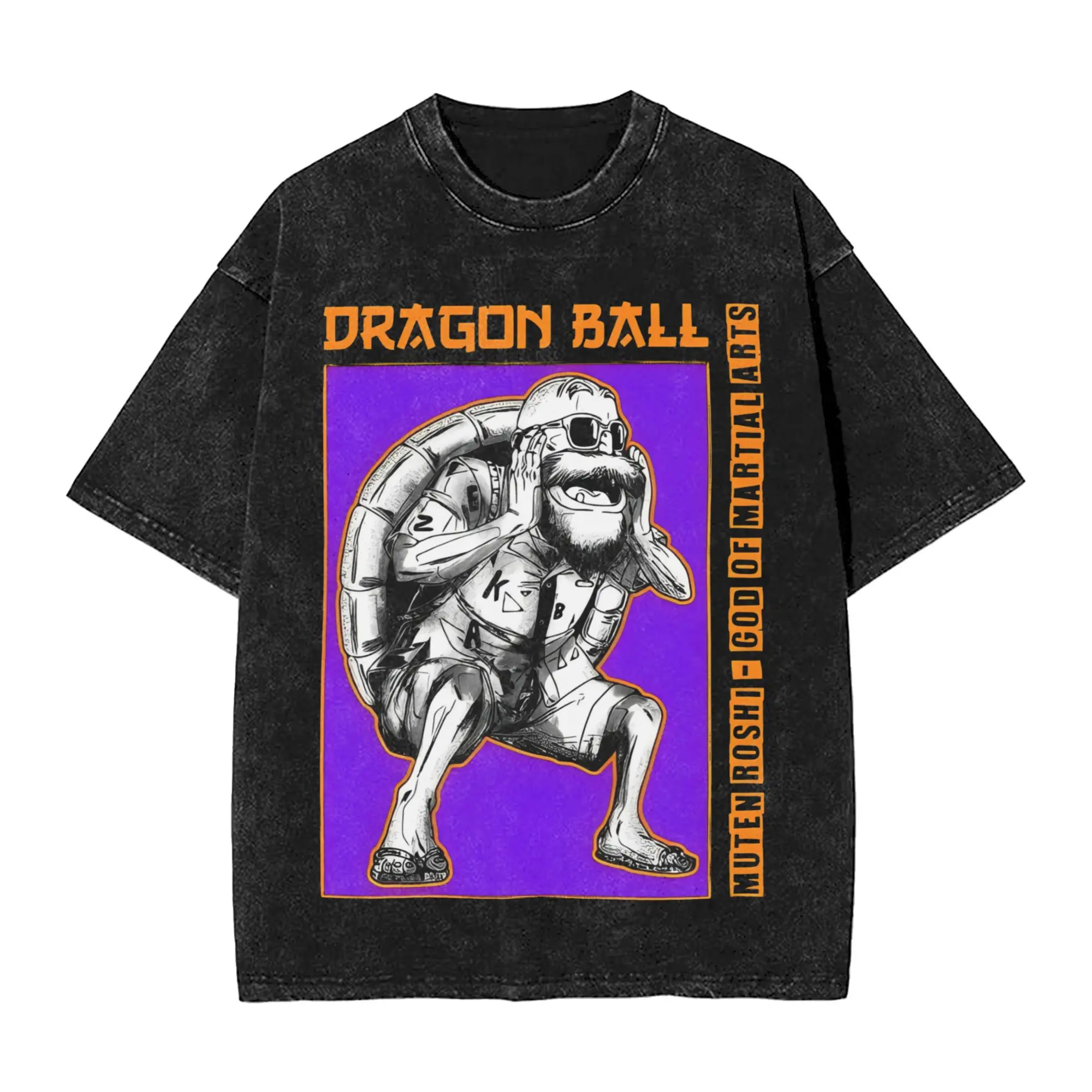

Летняя футболка 2026 года в стиле ретро Dragon Ball из выстиранного хлопка, мужская, оверсайз, повседневная, с принтом Мастера Роши и Гоку, унисекс, с коротким рукавом, уличная одежда