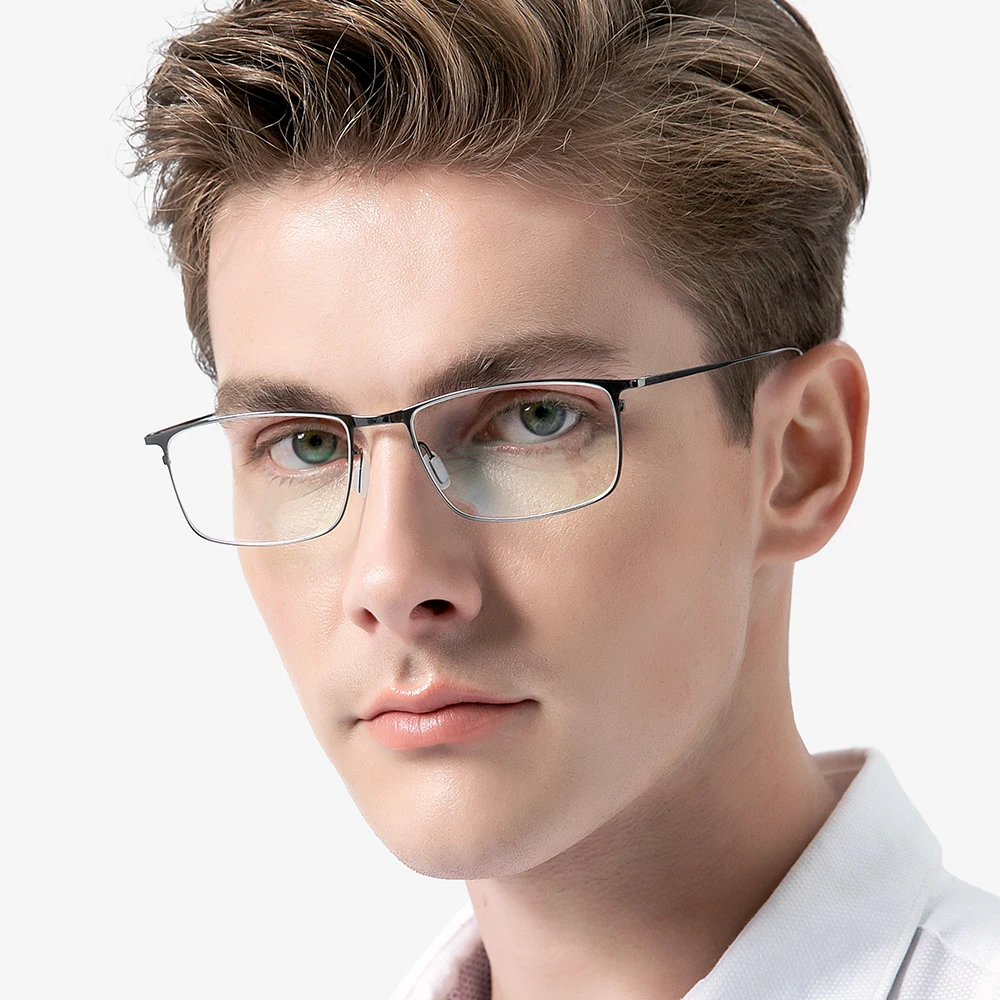 FONEX Titanium Alloy Eyeglasses Frame Men Square Glasses Brand Design Japanese Ultralight Weight Semi-Rimless Eyewear 8105