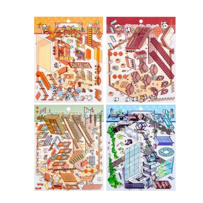 3D Diy Creative Pet Cartoon Sticker Miniature Landscraping Scenes Decora Stress Relief Sticker Toy for Adult Children Waterproof