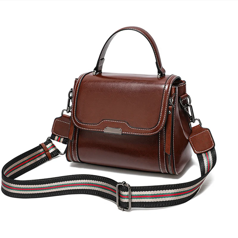 flap-satchel-handbag-women-genuine-leather-durable-multi-zipper-shoulder-bags-with-detachable-colorful-striped-crossbody-strap