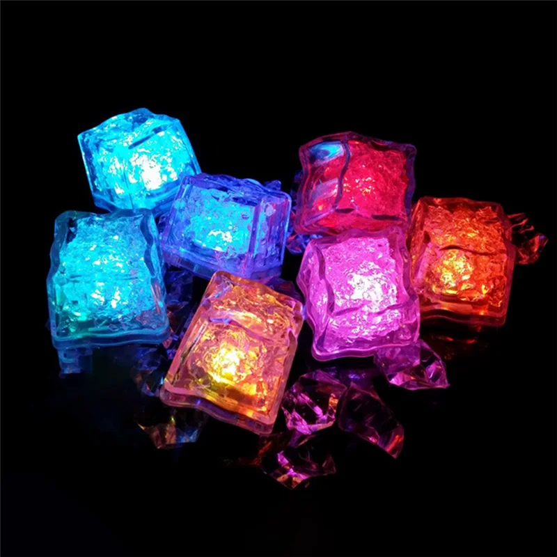 AF93-12PCS À Prova D' Água LED Cubo de Gelo Colorido Piscando Brilha No Escuro Ilumine Para Bar Clube Beber Decoração de Festa