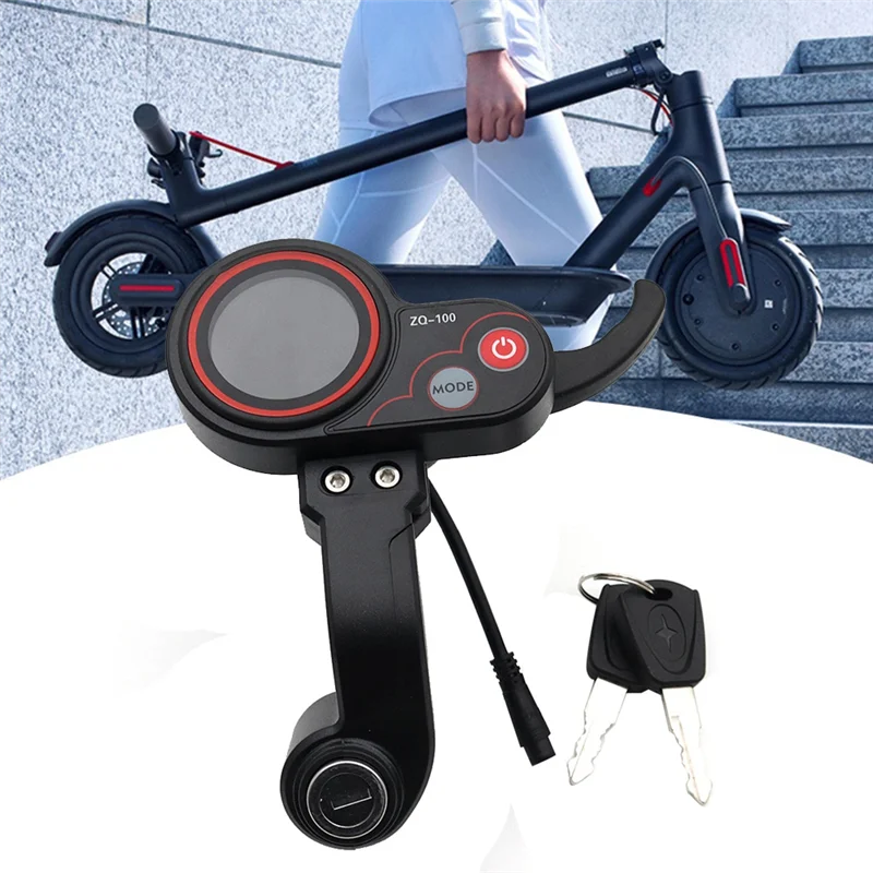 ZQ-100 Mileage Meter with Key Speed Adjustable Electric Scooter Meter 6 Pin Display for Electric Scooter Dashboard