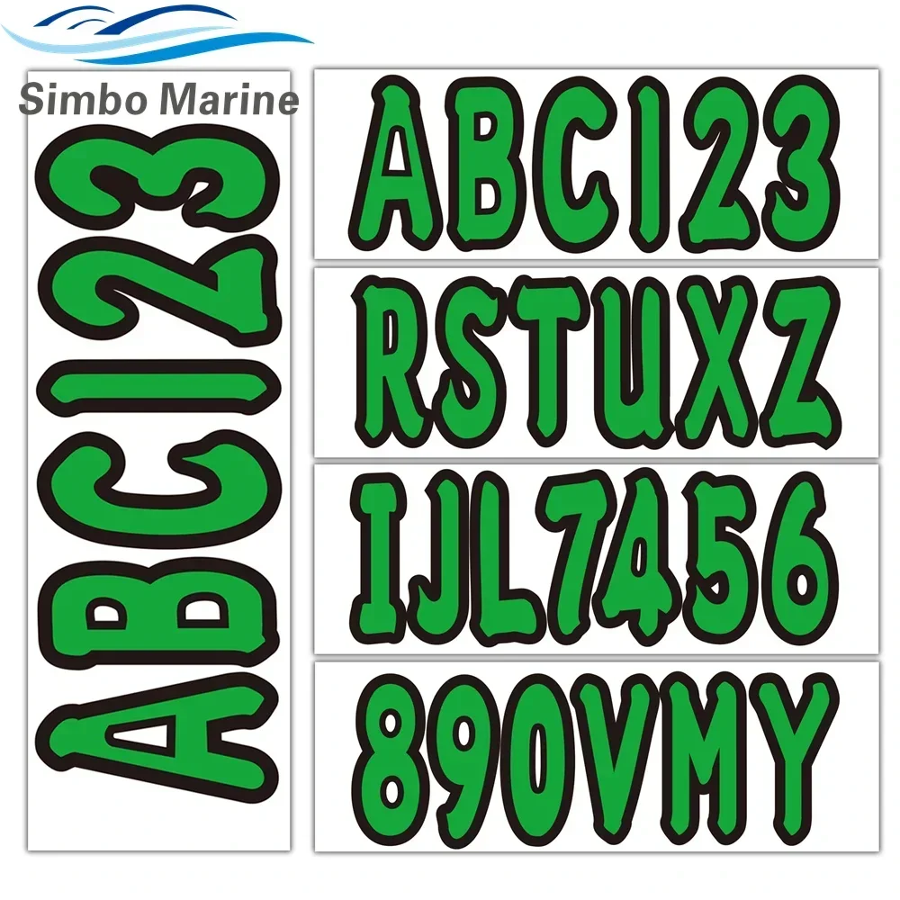 

4 Sets of A-Z & 0-9 Green Alpha-Numeric personal watercarft Registration Identification Numbers Stickers Decals for Boat