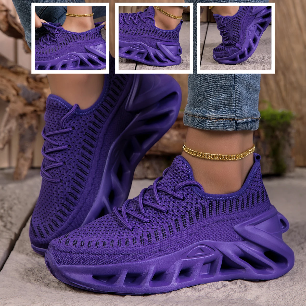 Thick-soled, shock-absorbing trendy dad sneakers for women, everyday running shoes - view 4