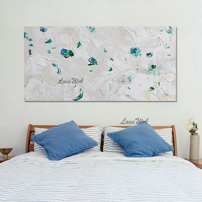 

Украшение стены ресторана. Современный абстрактный акриловый холст, картины с художественными изображениями, без рамки, бело-зеленая художественная картина.