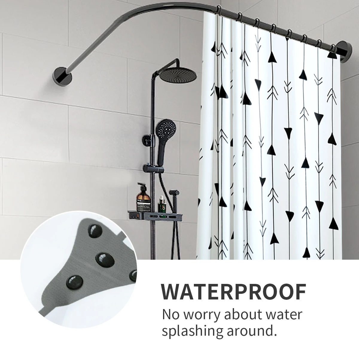 

1 Set Waterproof Shower Bathroom Household Curtain For Shower Modern Design Non-Dye Printed Creative Toilet Curtain