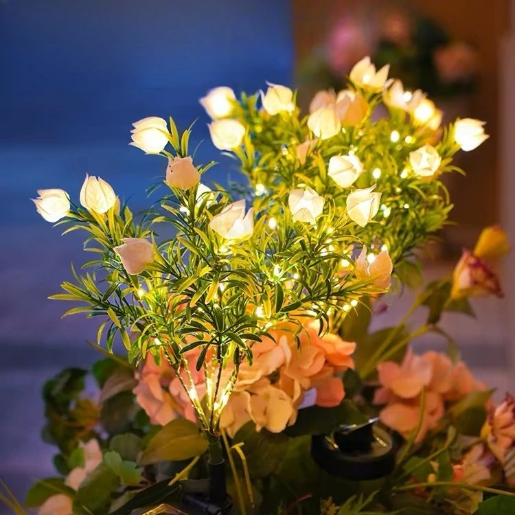 Lampada da giardino a LED con simulazione solare, lampada da atmosfera, lampada da giardino per esterni, balcone, decorazione, lampada da prato inserita a terra