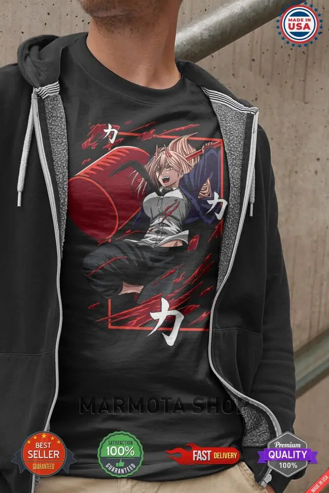 Power Chainsaw Man Shirt Waifu Ecchi Anime Tee T-Shirt Sexy Makima Kawaii Devil